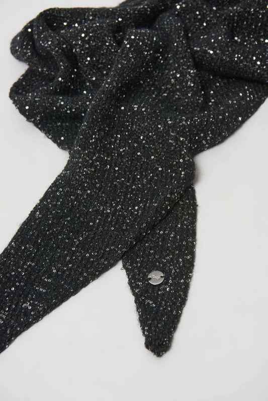 Knit Triangle Scarf with Sequins