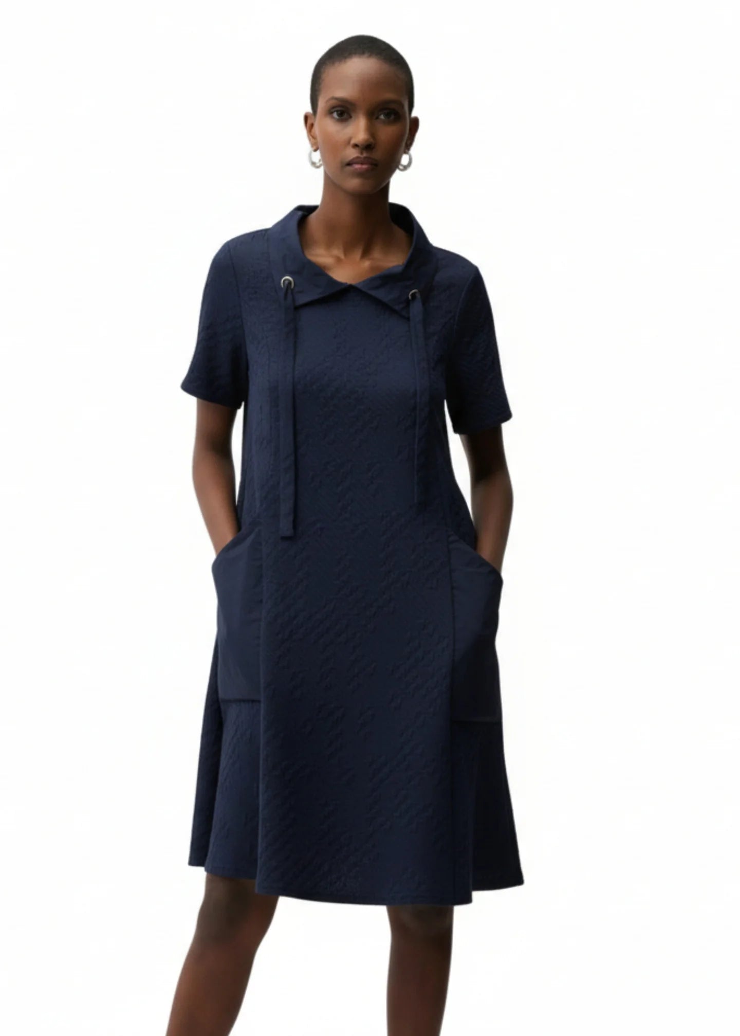 Geometric Textured Jacquard A-Line Dress