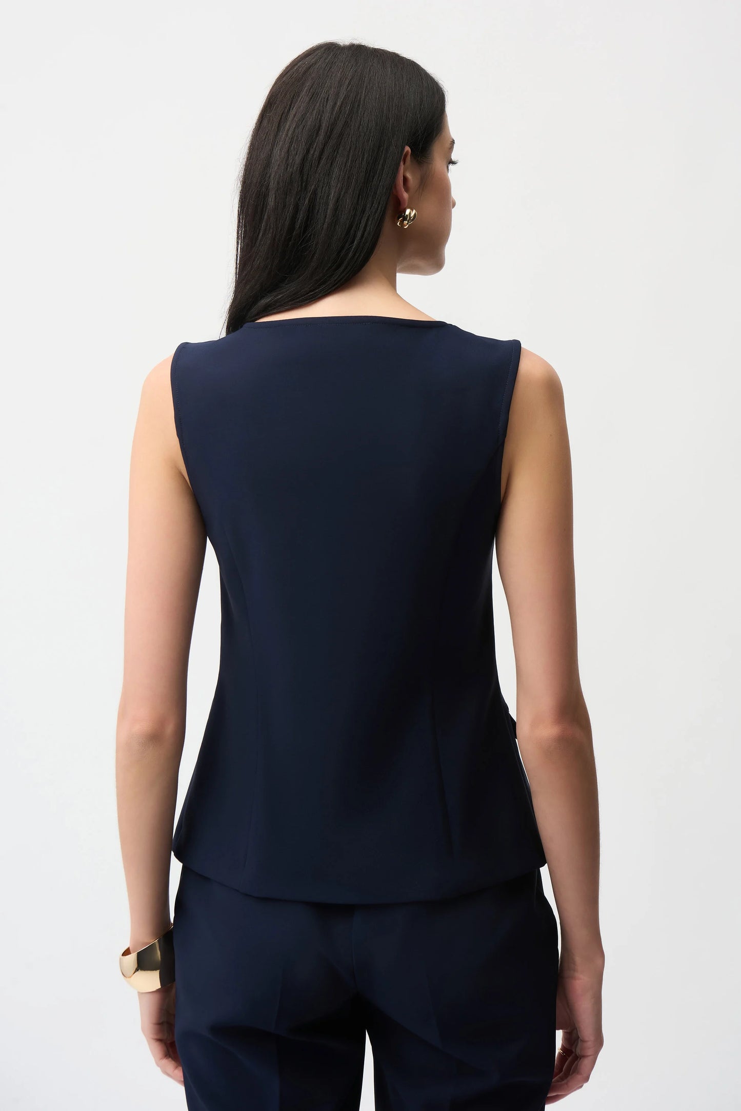 Lux Twill Fitted Vest With Front Zipper