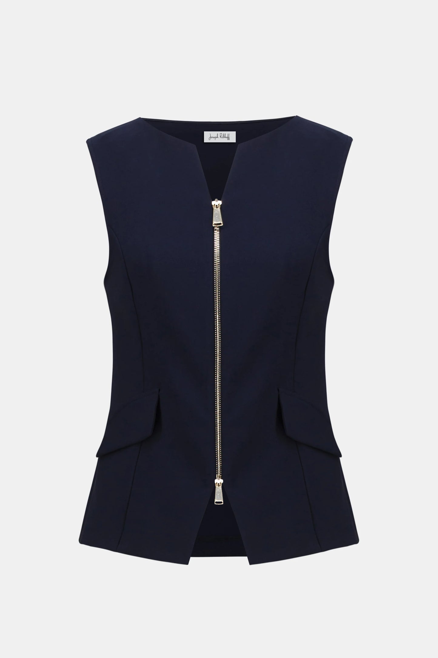 Lux Twill Fitted Vest With Front Zipper