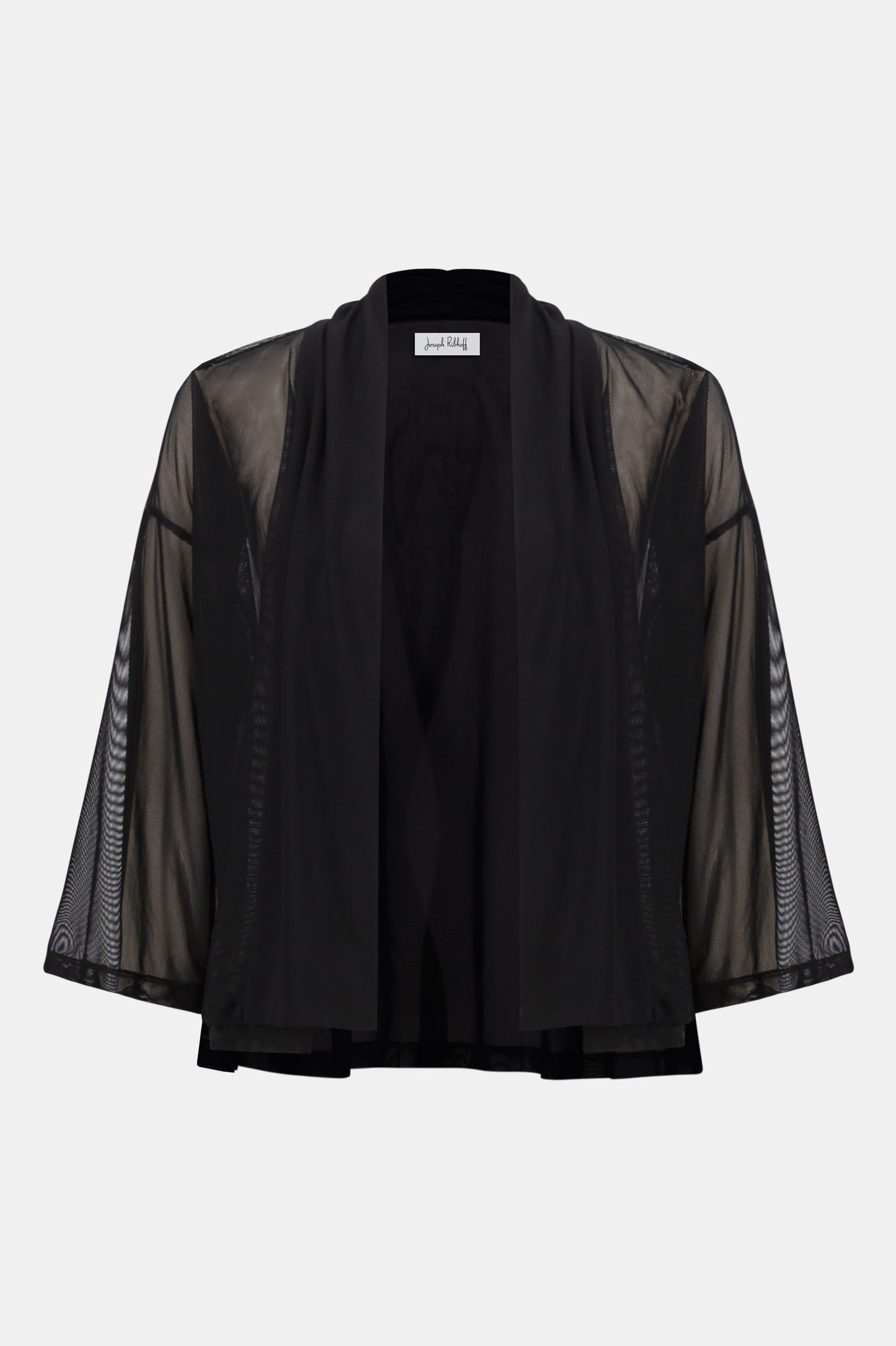 Mesh and Silky Knit Draped Open Front Cover-Up