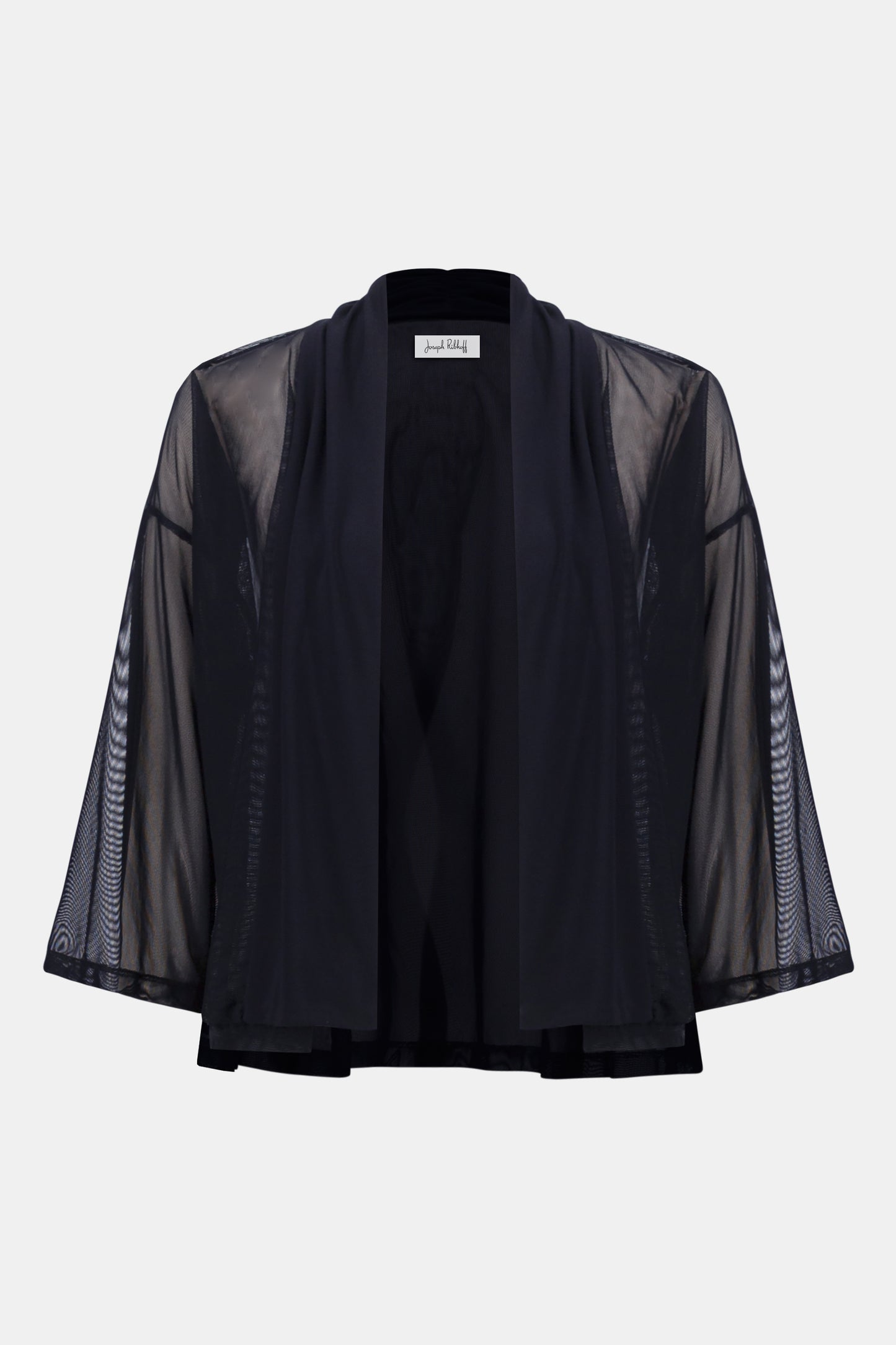 Mesh and Silky Knit Draped Open Front Cover-Up