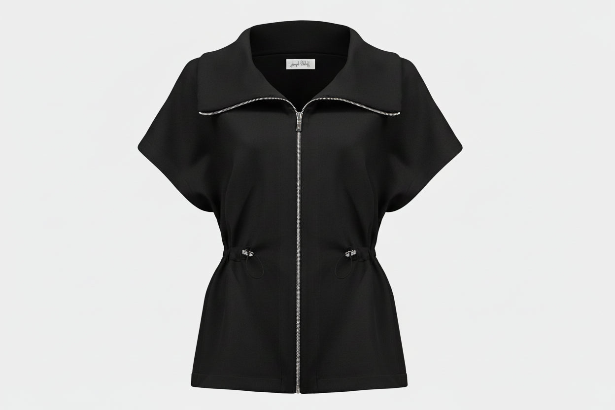 Scuba Jersey Boxy Jacket With Drawstring Waist