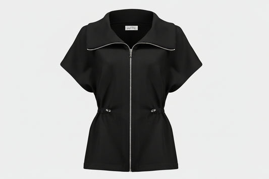 Scuba Jersey Boxy Jacket With Drawstring Waist