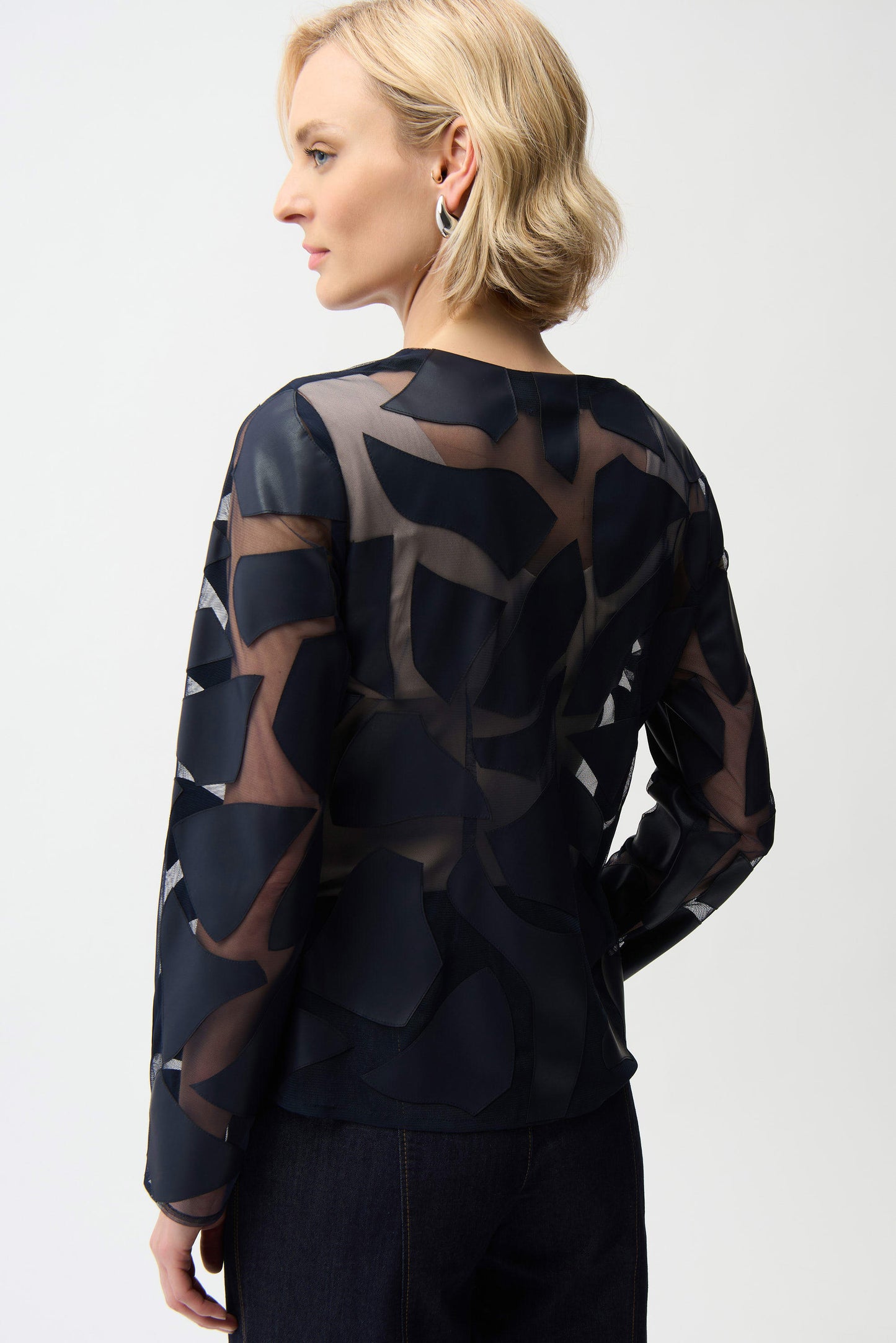 Laser Cut Leatherette Fitted Jacket