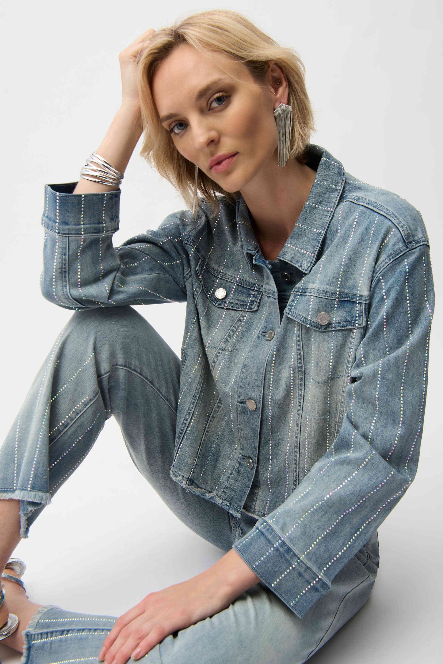 Denim Jacket With Rhinestones