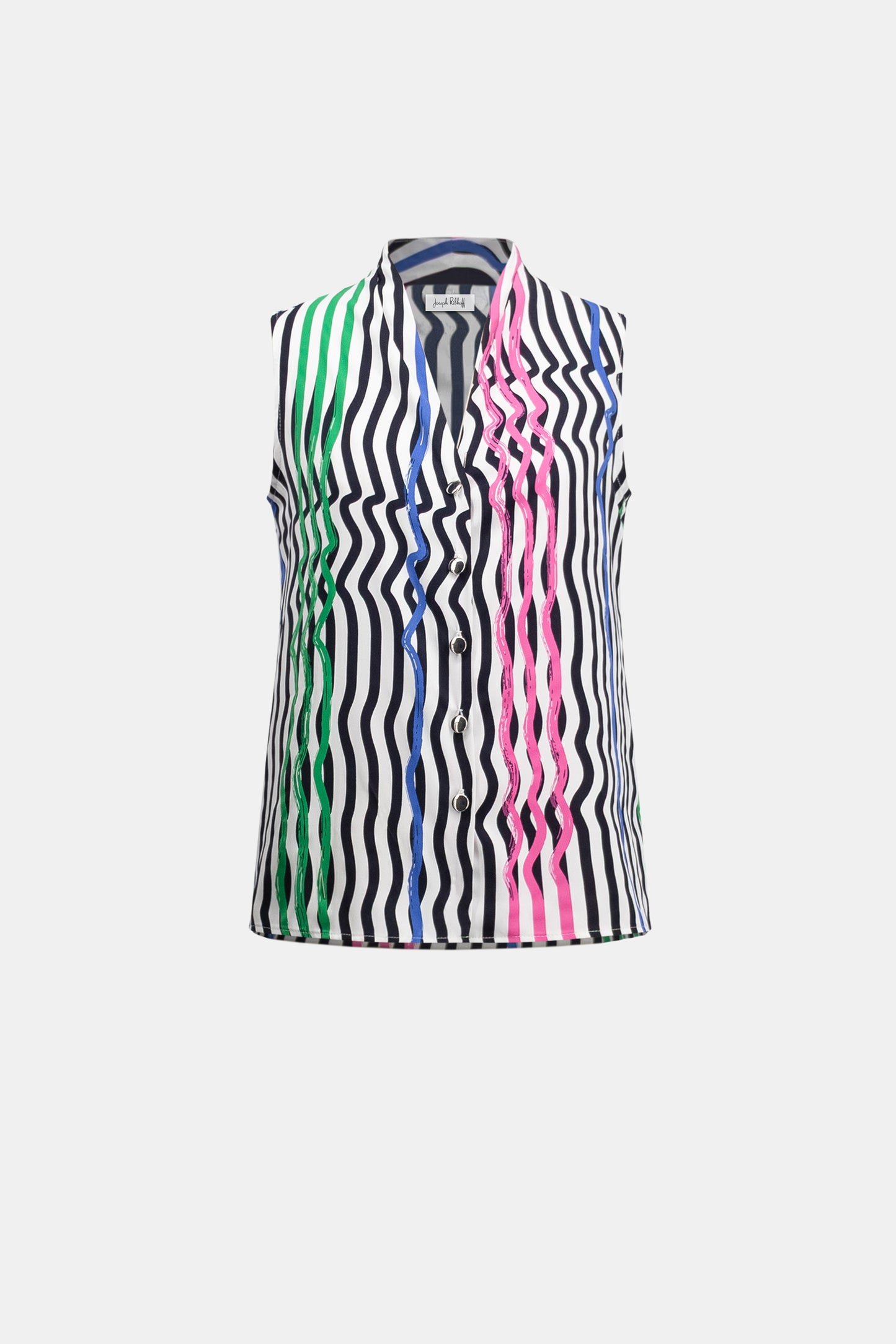 Recycled Woven Stripe Print Sleeveless Boxy Blouse
