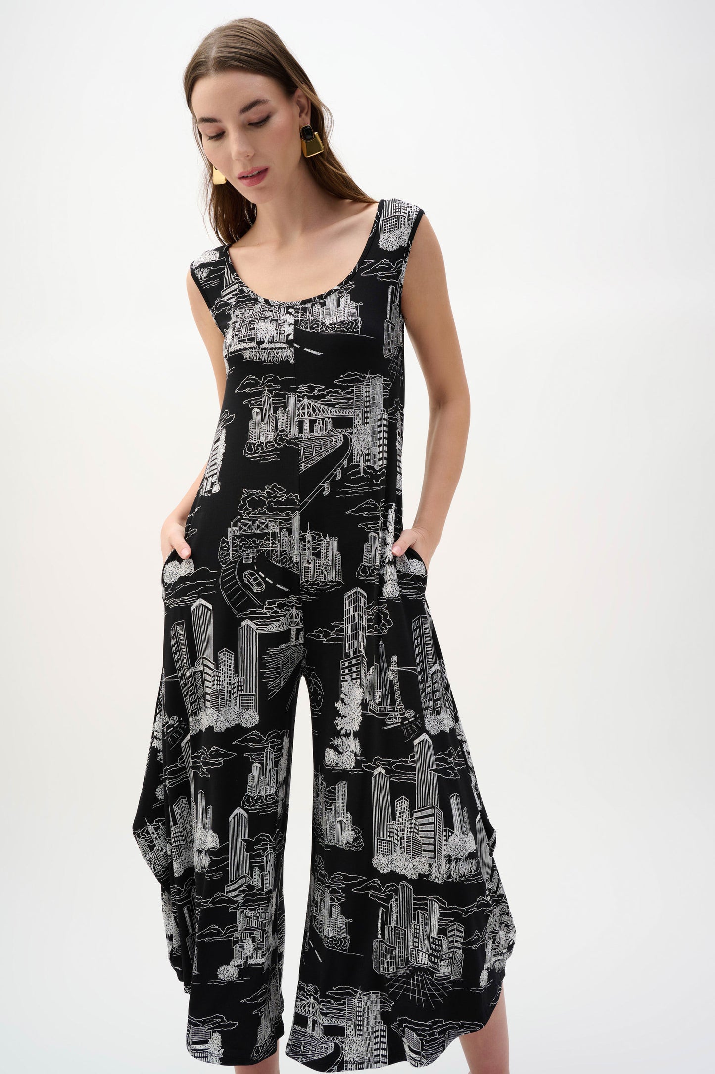 Conversational Print Culotte Jumpsuit