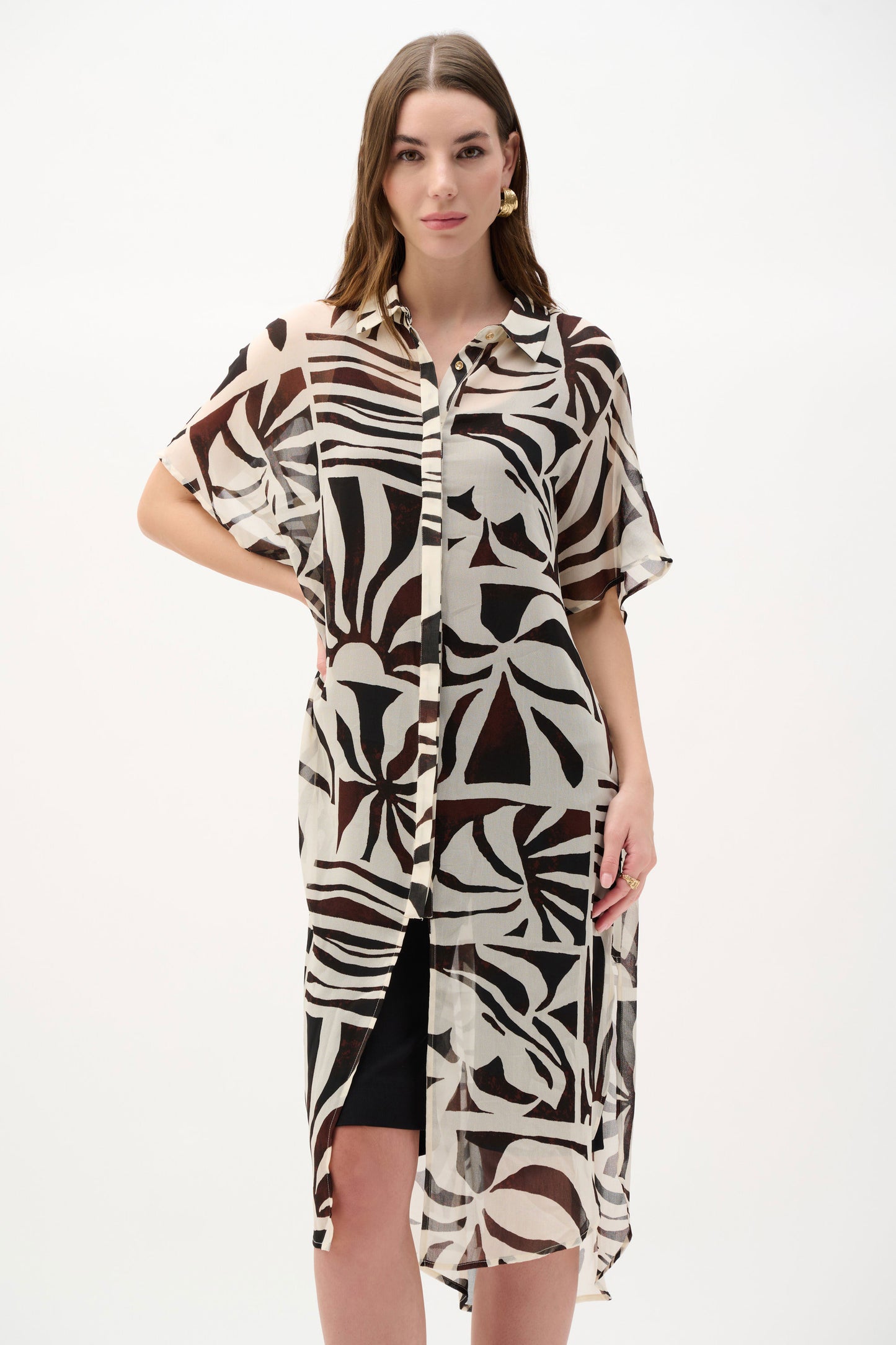 Chiffon Tropical Print Straight Blouse