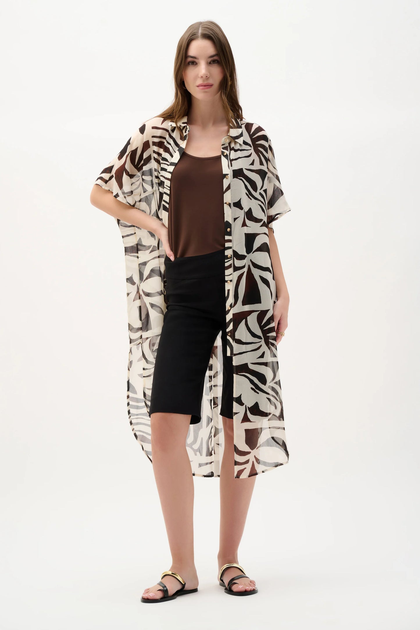 Chiffon Tropical Print Straight Blouse