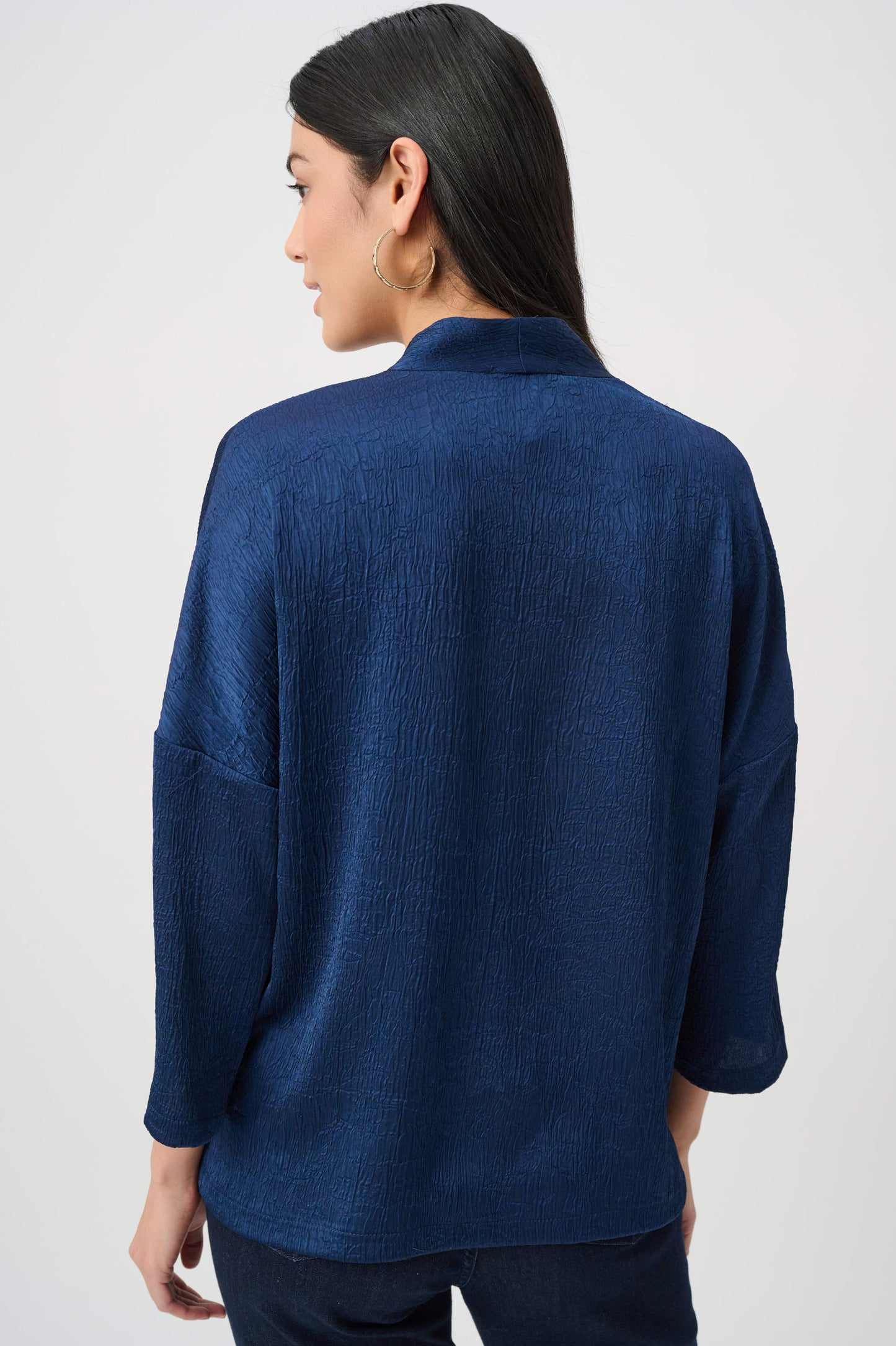 Crushed Satin Straight V-Neck Top