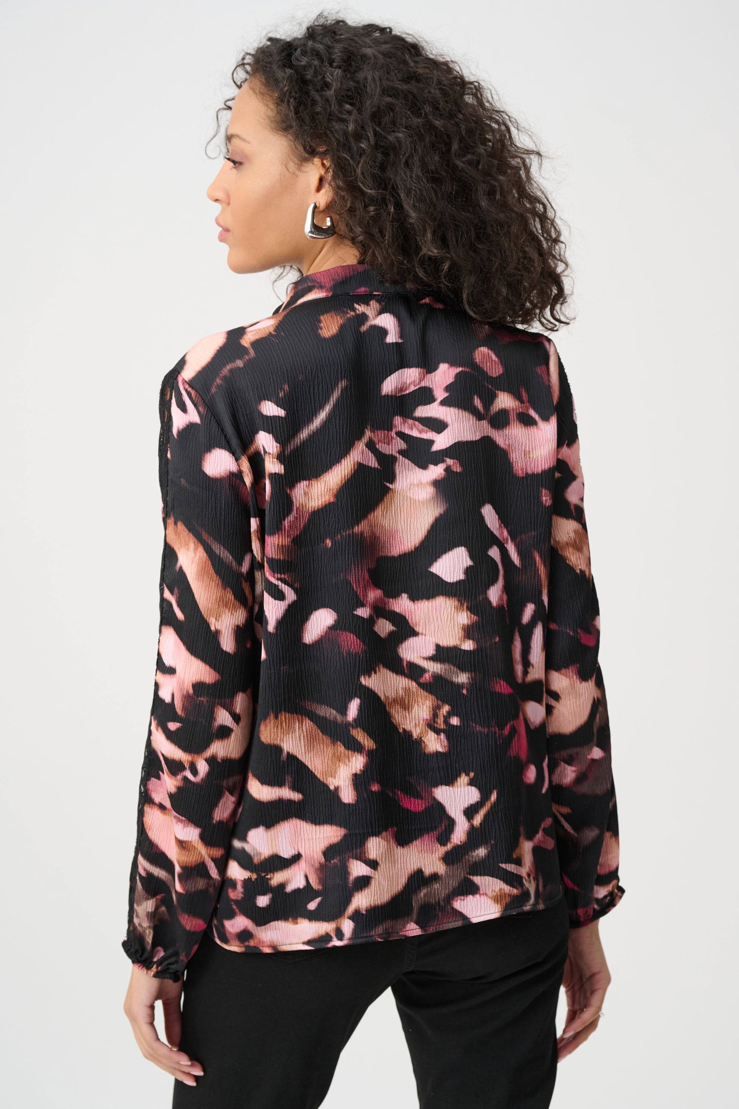 Textured Satin Abstract Print Top