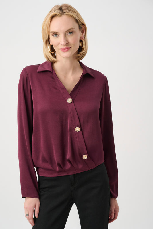 Recycled Satin V-Neck Cocoon Top