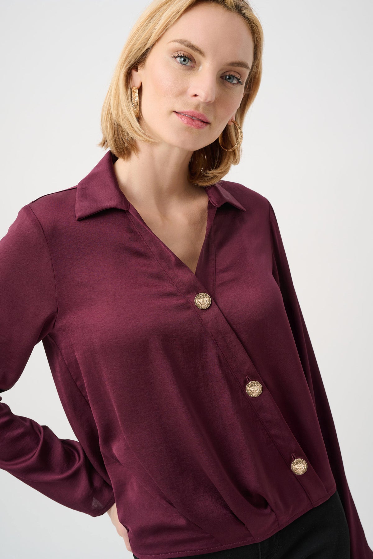 Recycled Satin V-Neck Cocoon Top