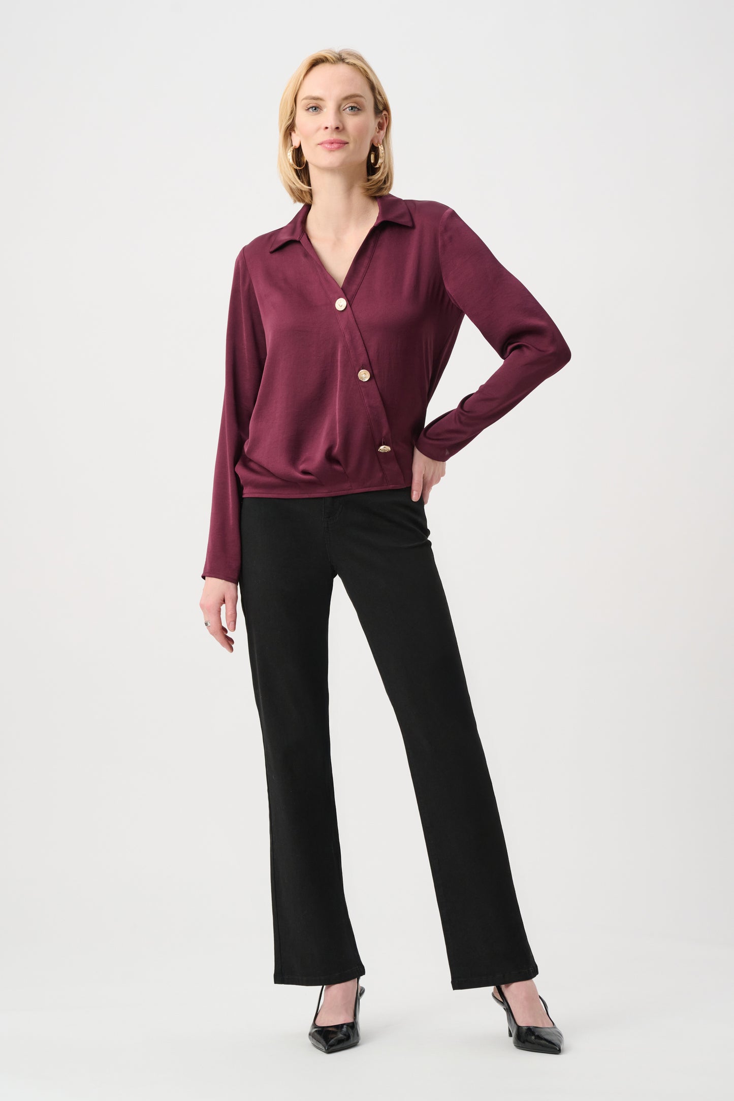 Recycled Satin V-Neck Cocoon Top