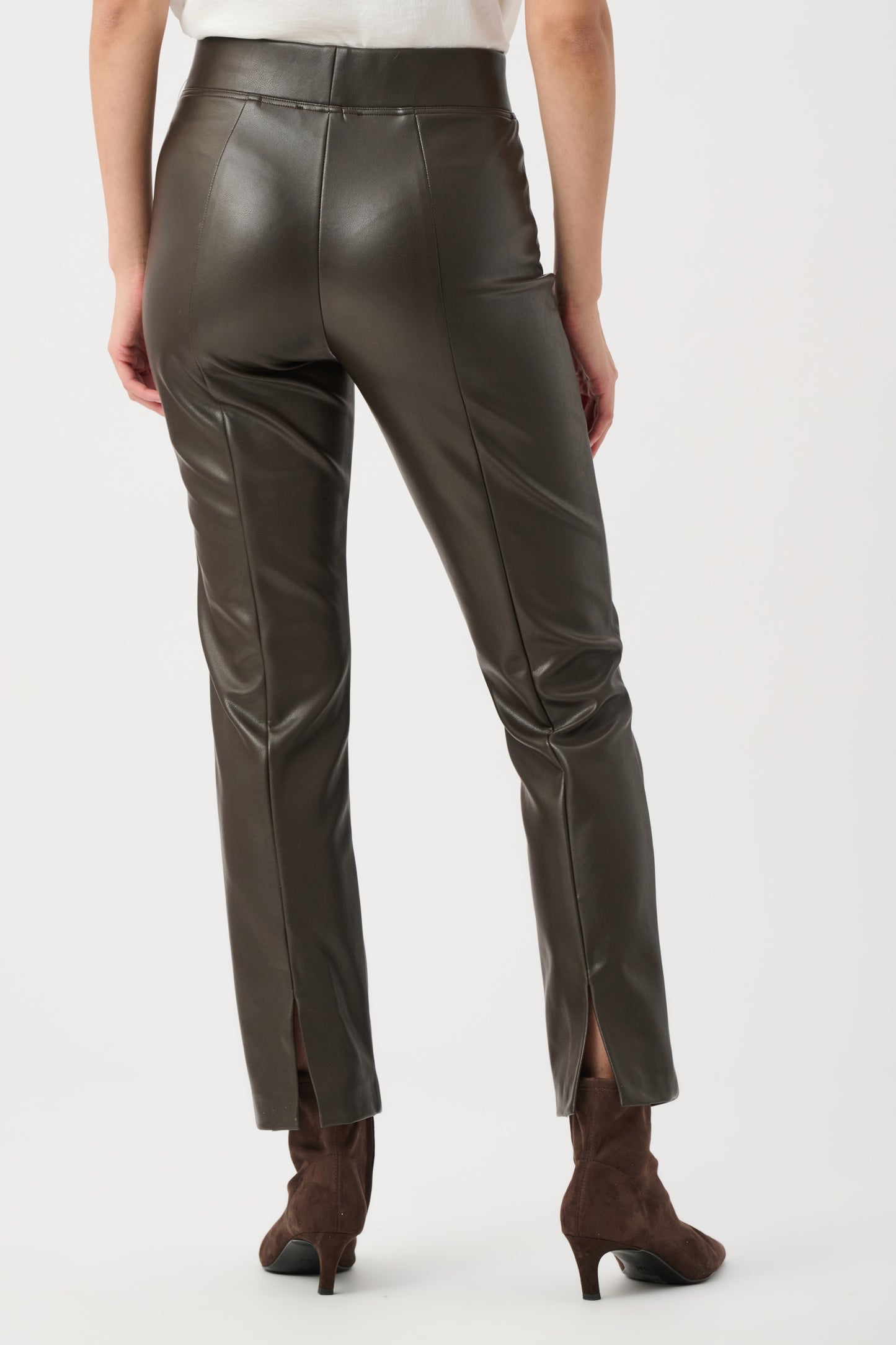 Bonded Leatherette Straight Pull-On Pants
