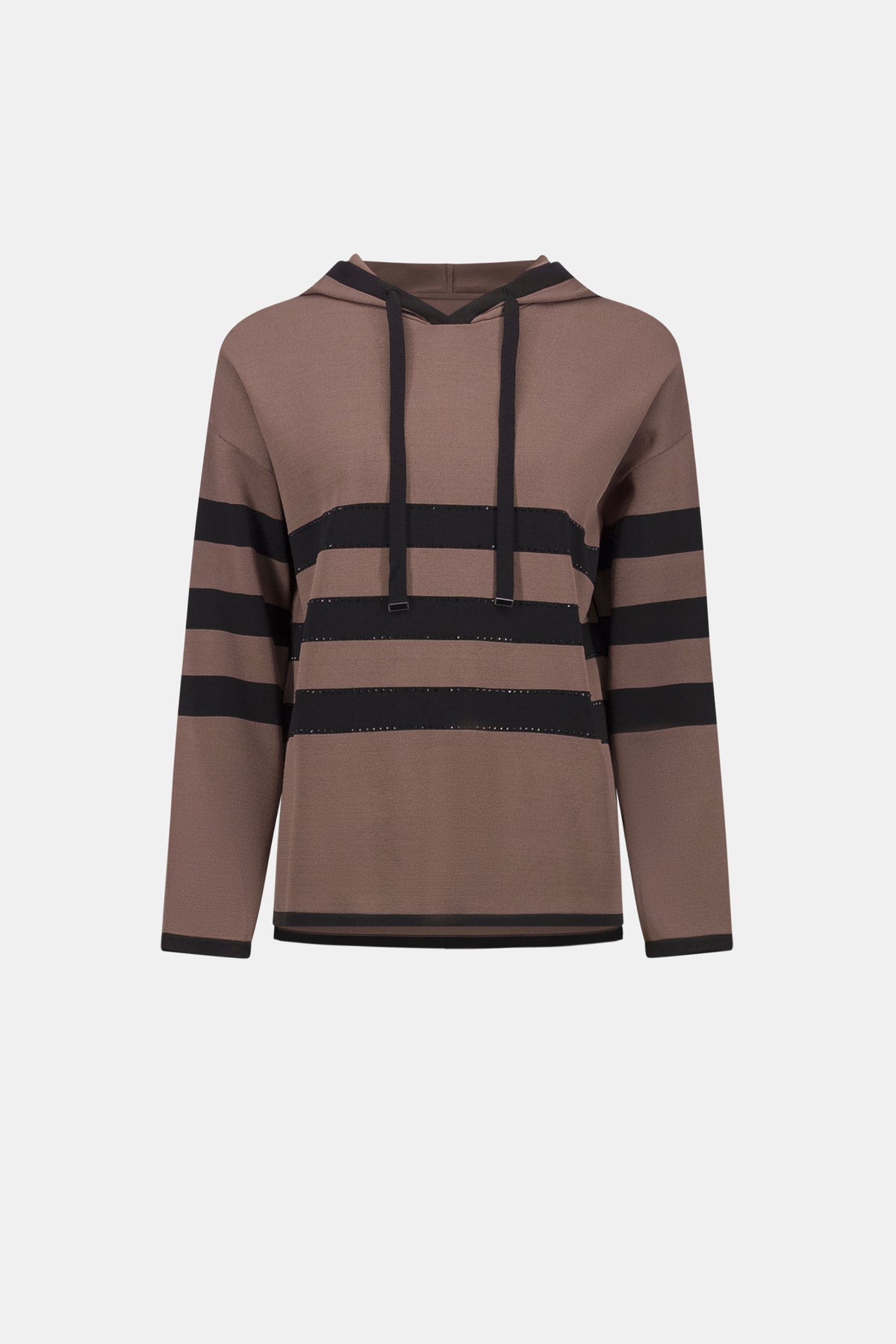 Sweater Knit Striped Hooded Sweater