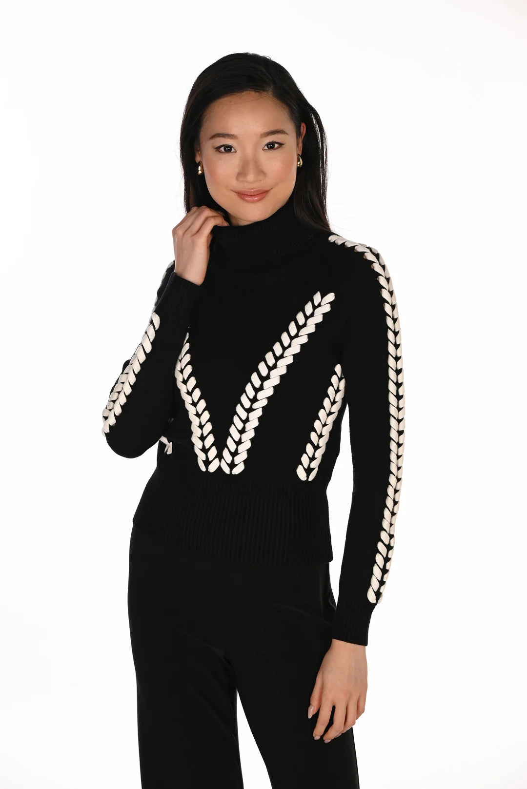 Embroidered Turtleneck Pullover