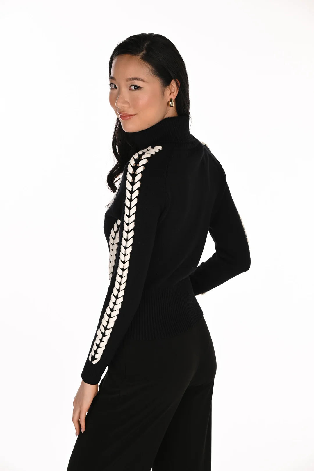 Embroidered Turtleneck Pullover