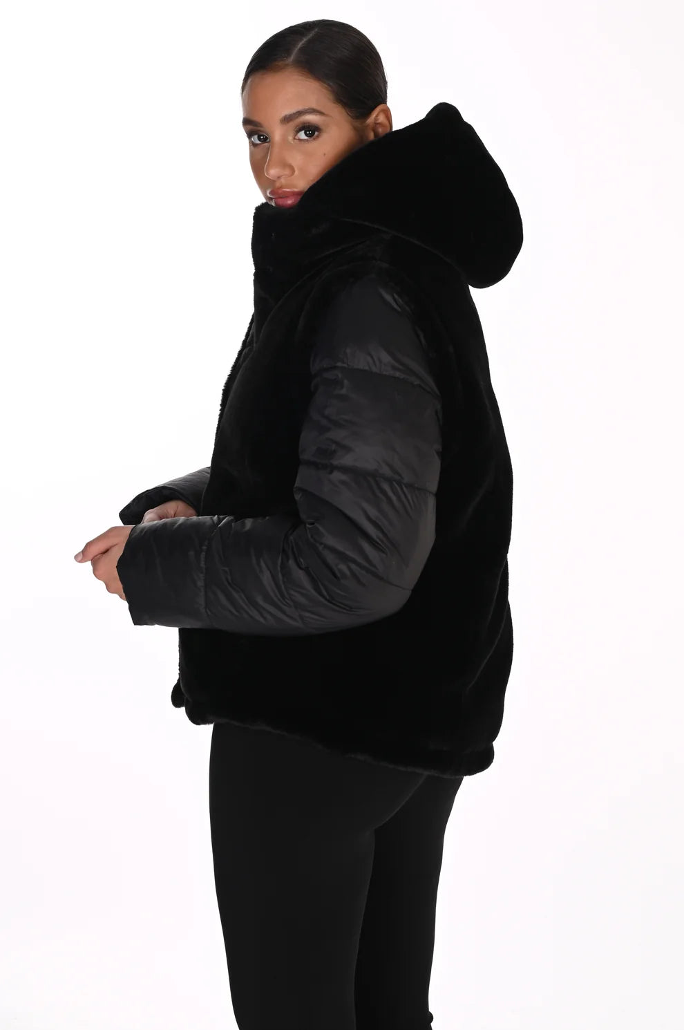 16 Way Reversible Puffer & Faux Fur Coat
