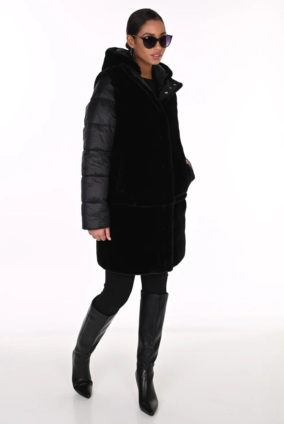 16 Way Reversible Puffer & Faux Fur Coat