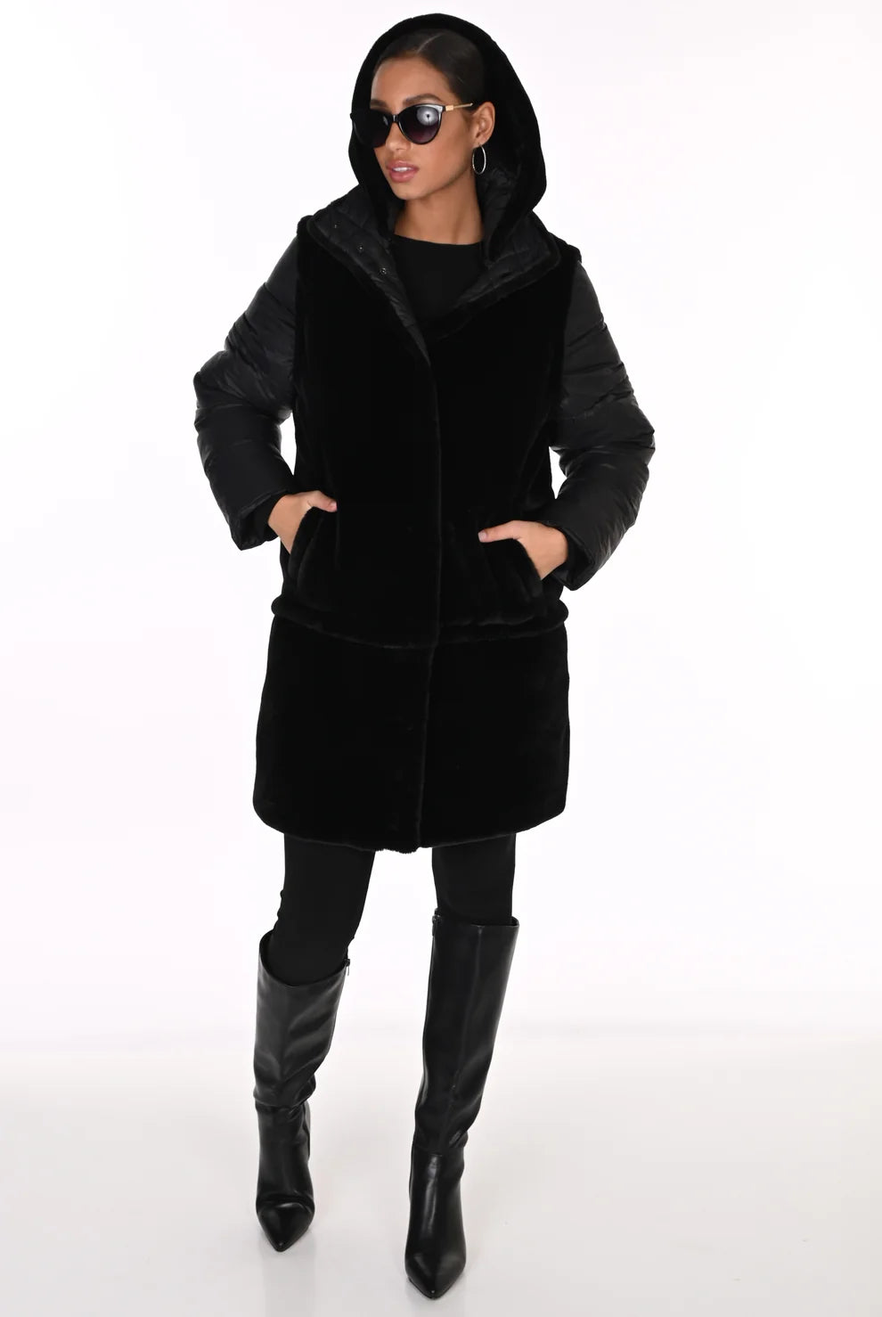 16 Way Reversible Puffer & Faux Fur Coat