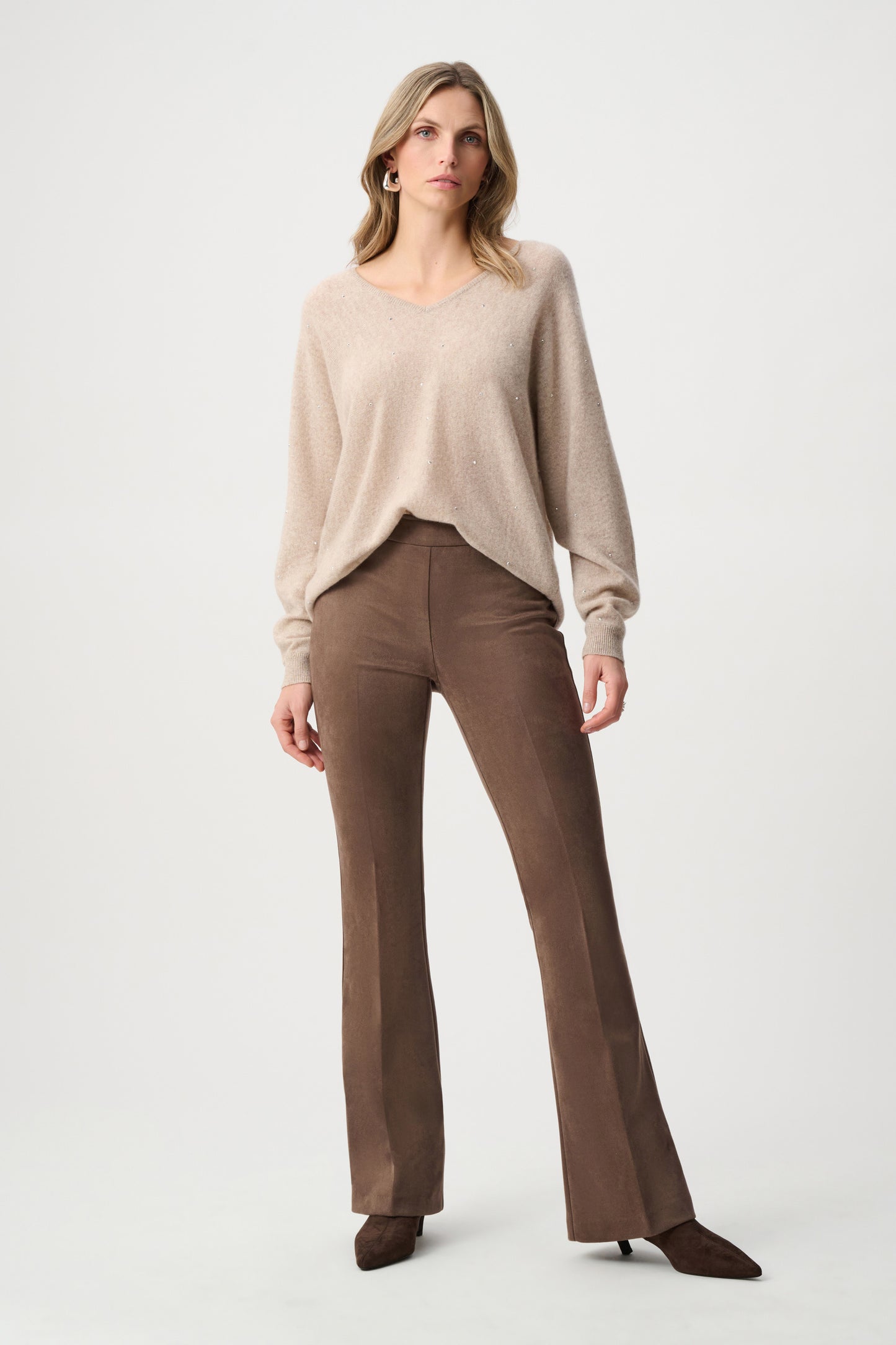 Cashmere Boxy Sweater With Rhinestone Detail