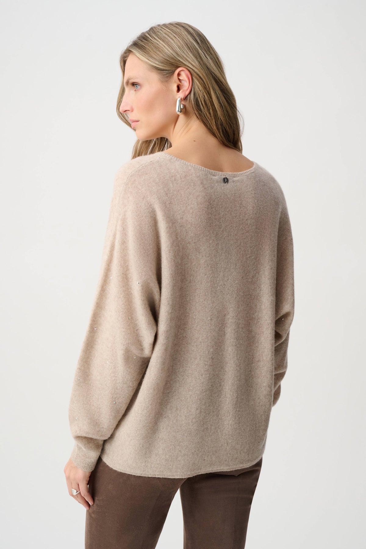 Cashmere Boxy Sweater With Rhinestone Detail