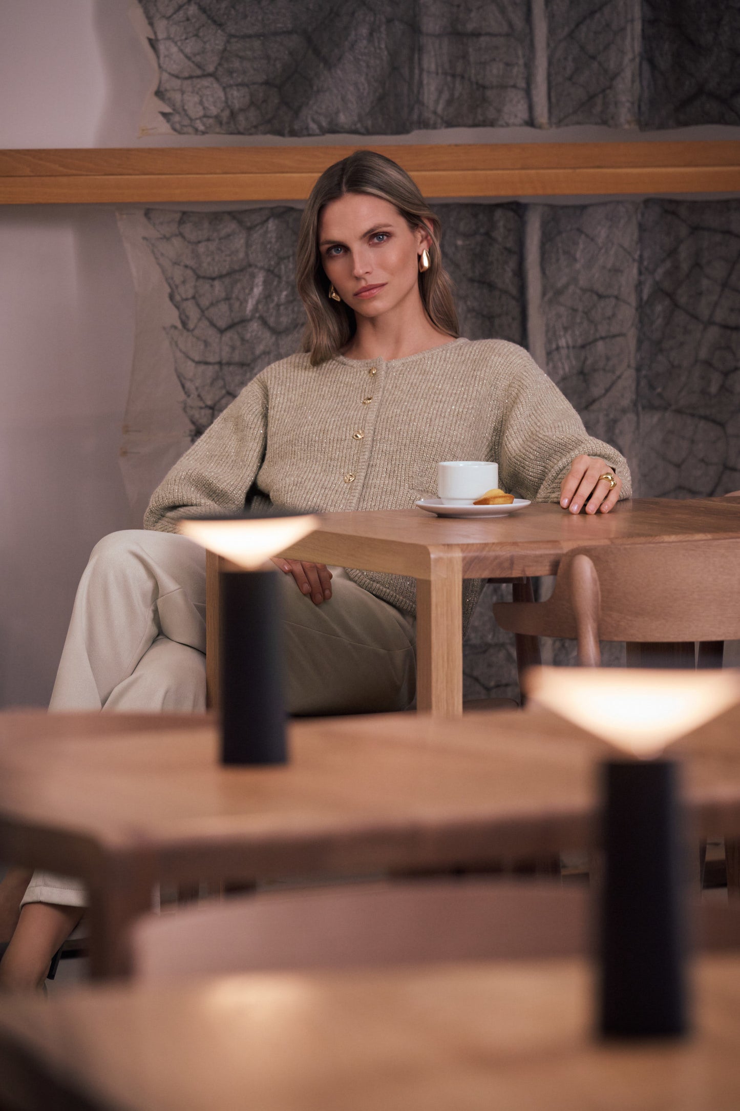 Sweater Knit Sequined Boxy Crewneck Cardigan