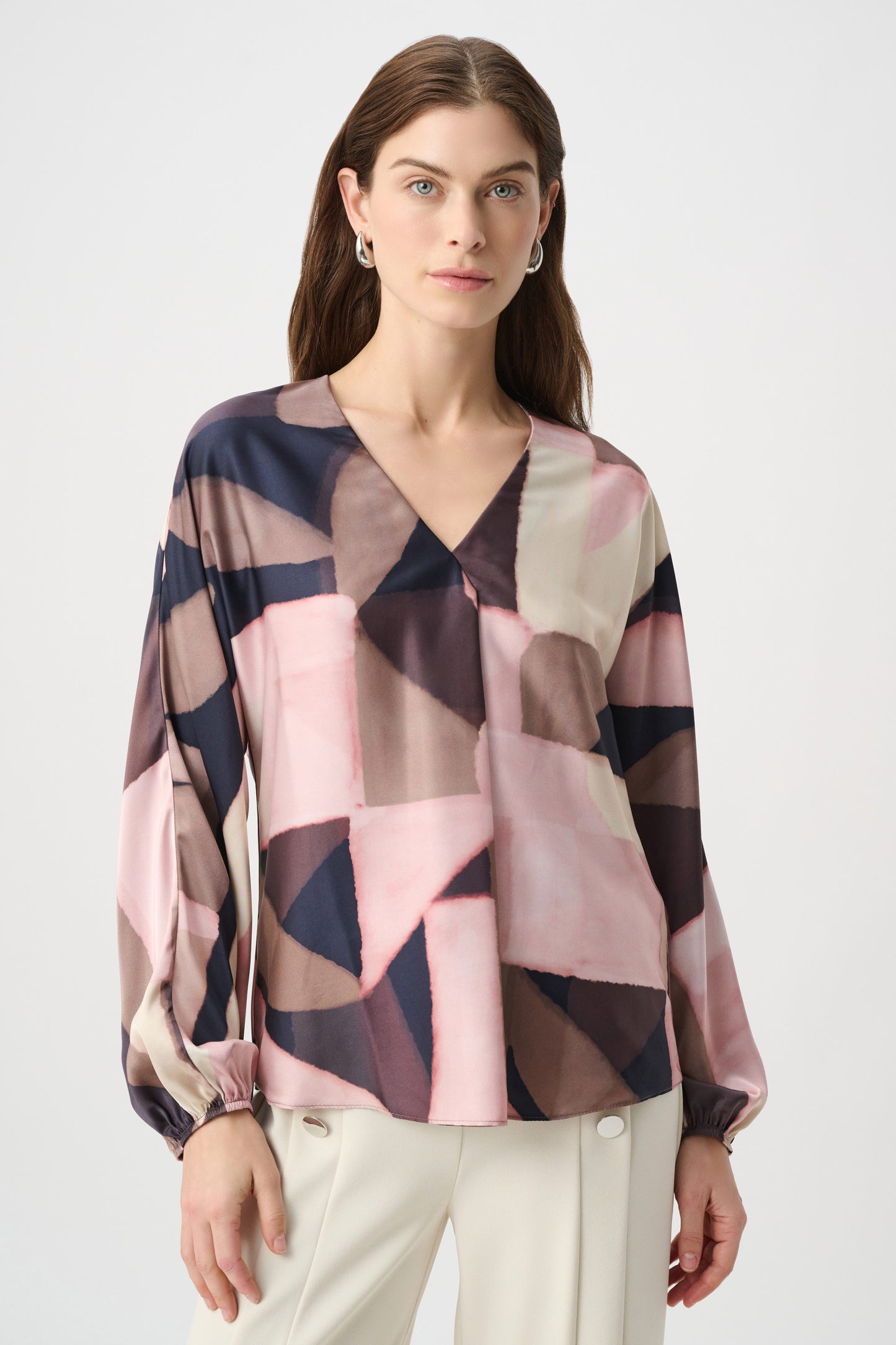 Geometric Print Recycled Satin Top