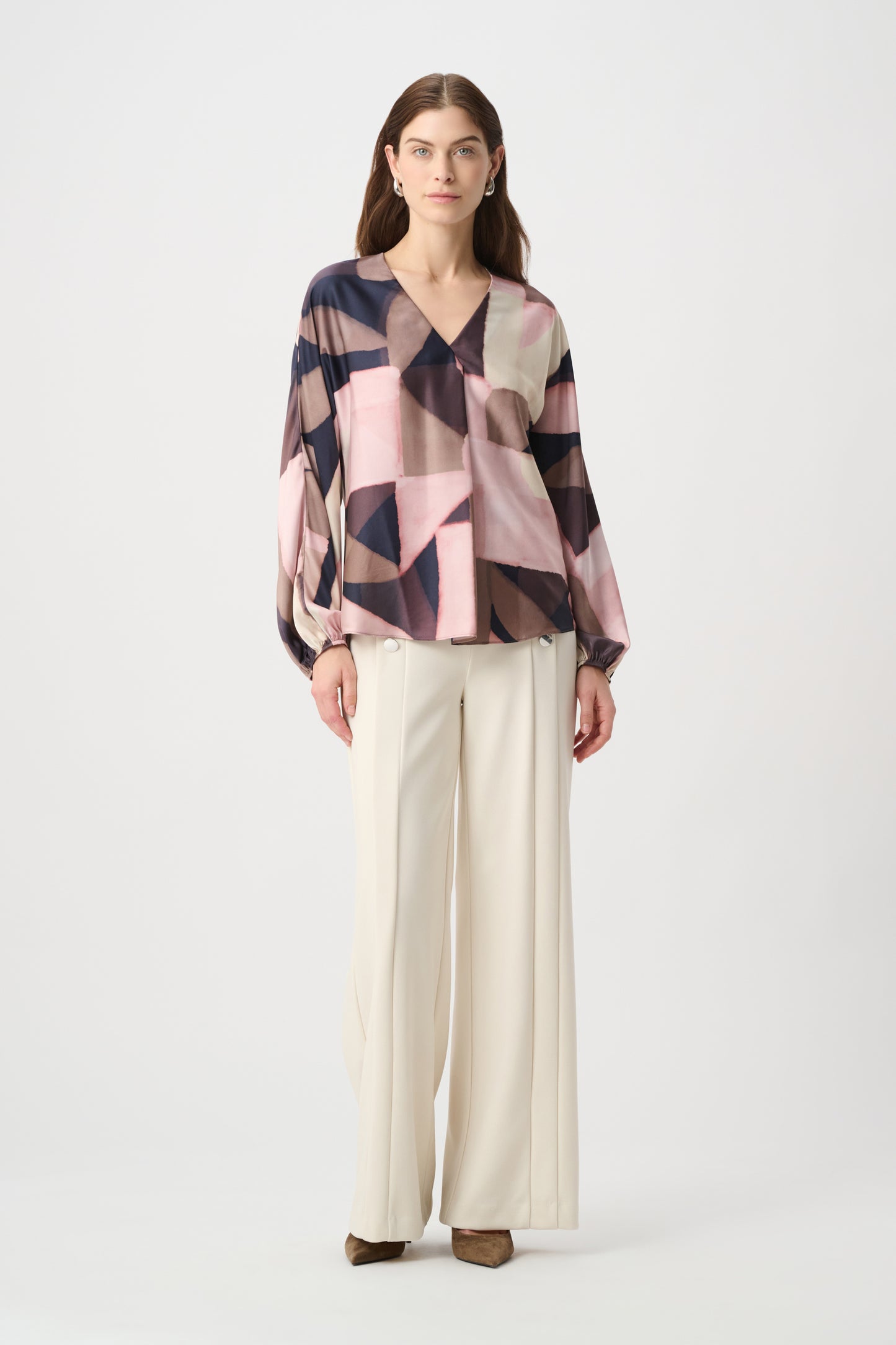 Geometric Print Recycled Satin Top