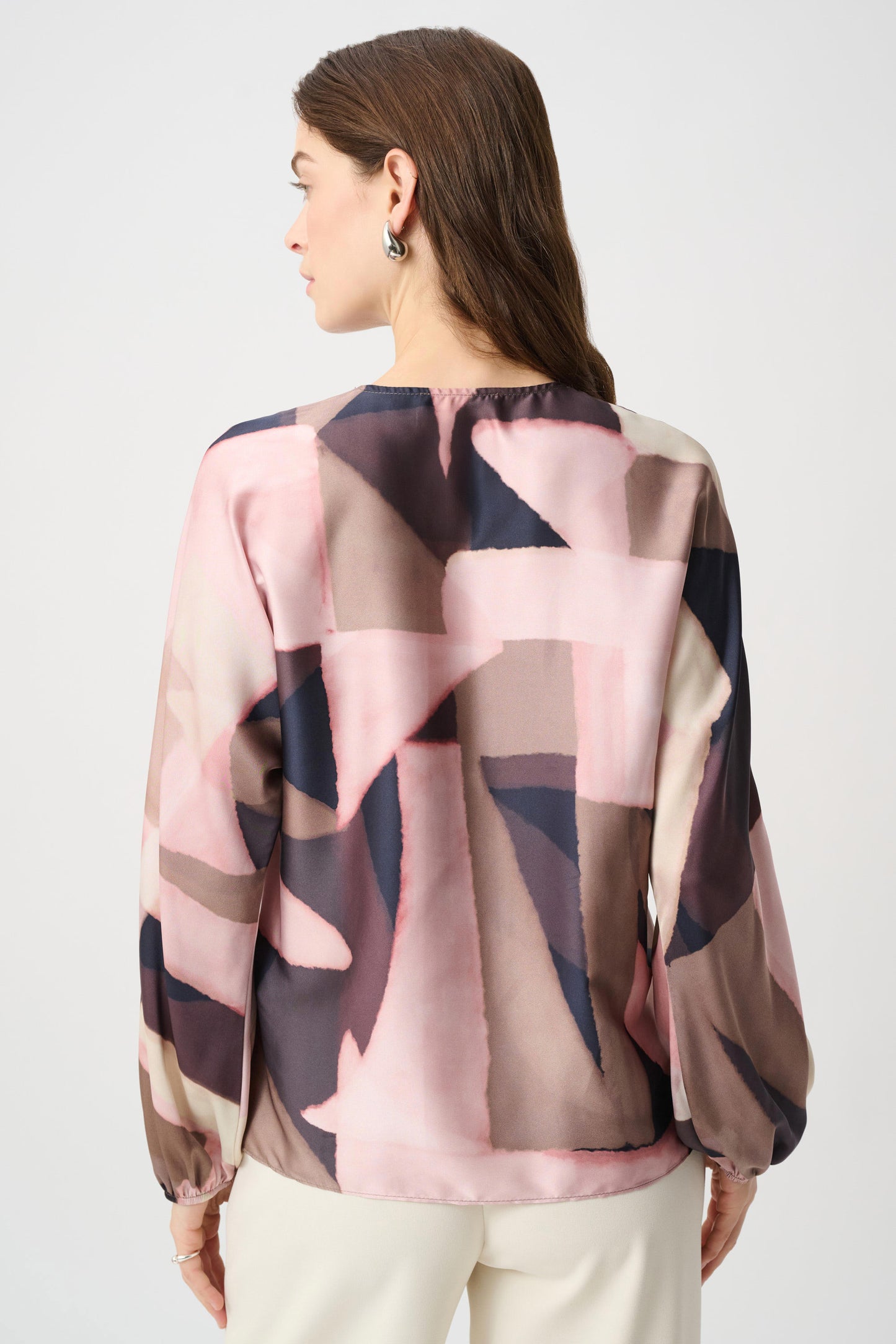 Geometric Print Recycled Satin Top