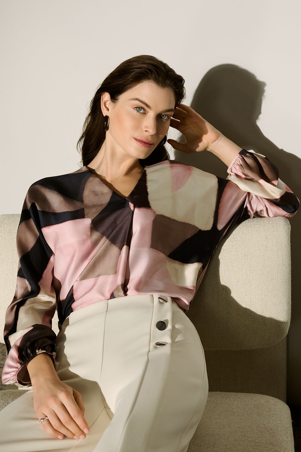 Geometric Print Recycled Satin Top