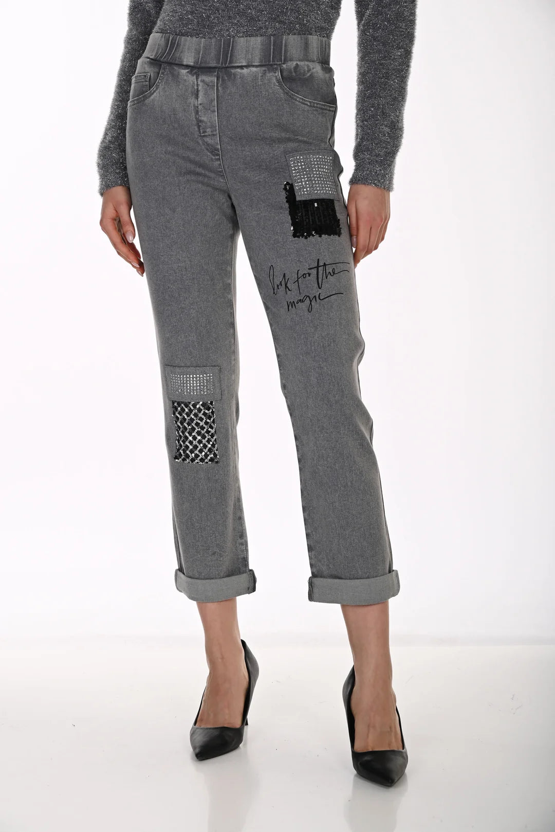 Embellished Mid-Rise Denim Trousers