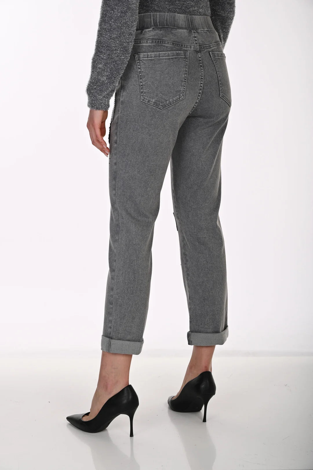 Embellished Mid-Rise Denim Trousers