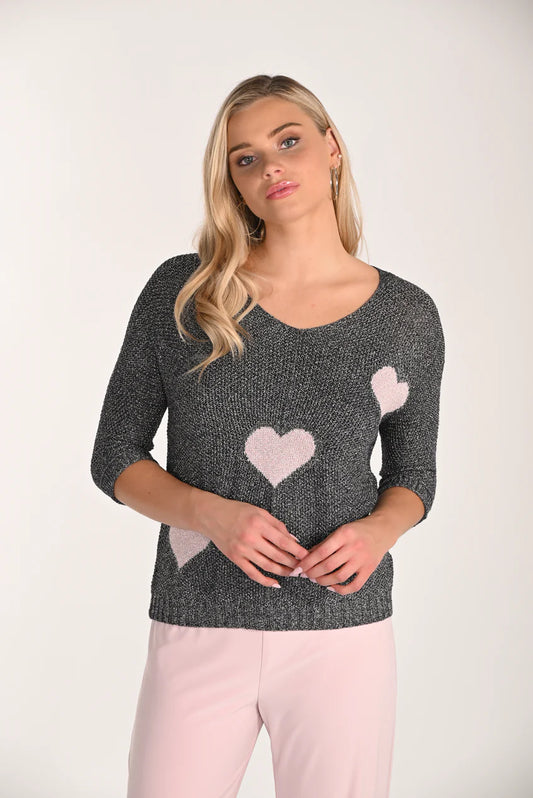 Glitter Hearts Knit Pullover