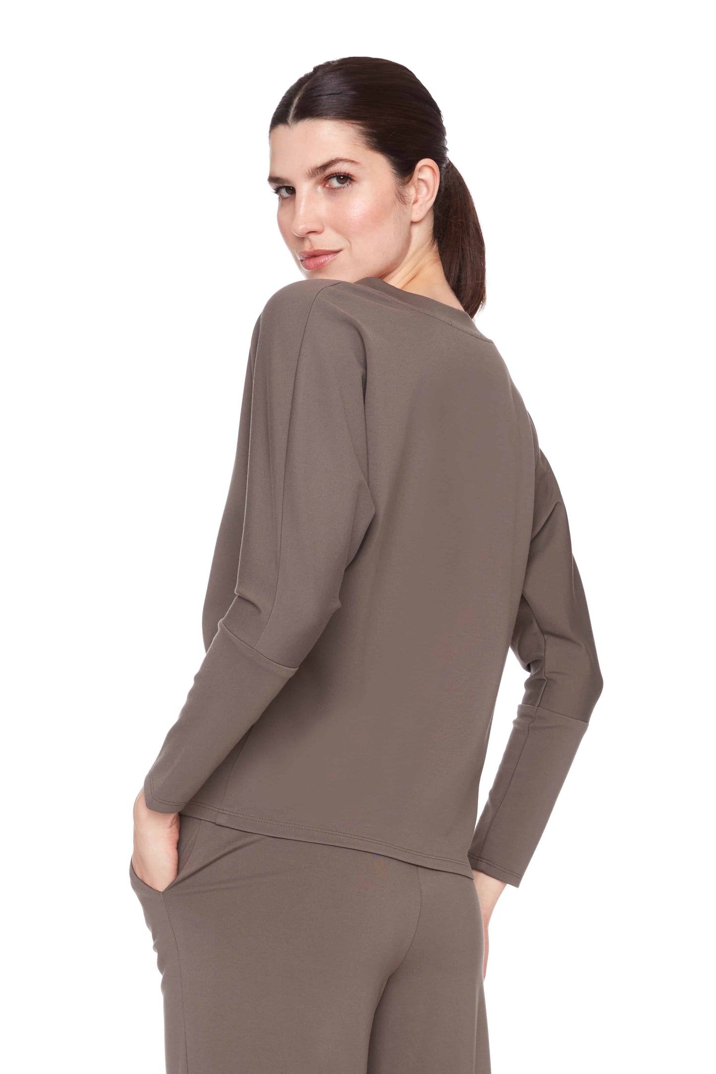 Solid Light V-Neck Long Sleeve Top
