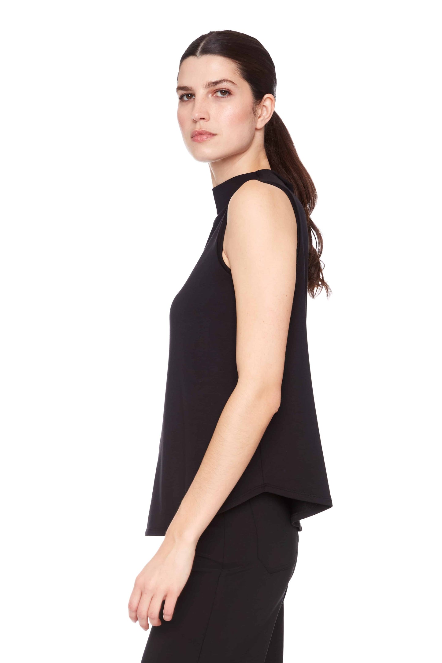 Solid Provence Sleeveless Turtleneck Top