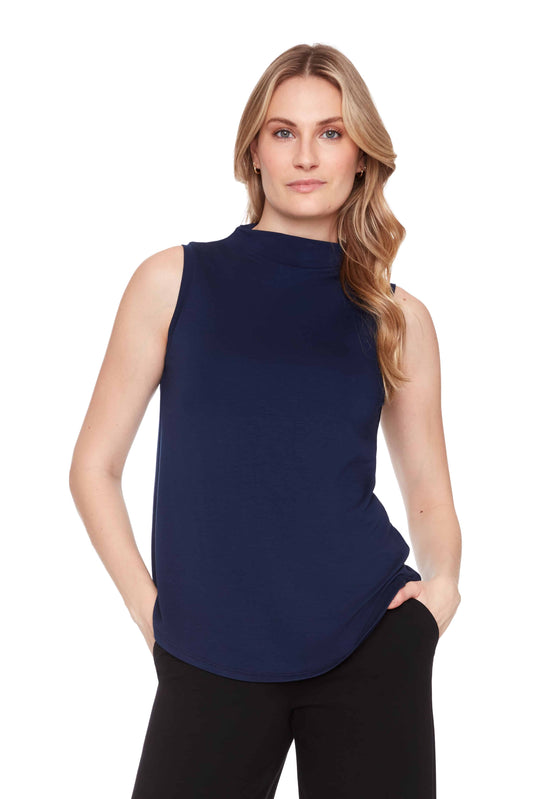 Solid Provence Sleeveless Turtleneck Top