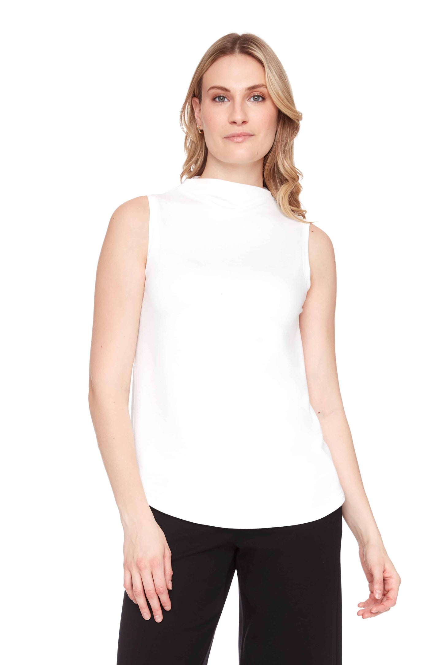 Solid Provence Sleeveless Turtleneck Top