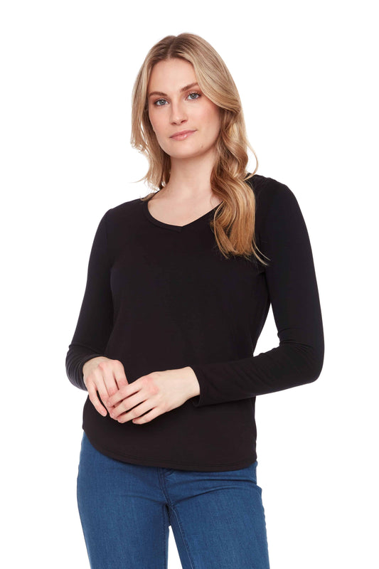 Solid Provence Long Sleeve V Neck Top