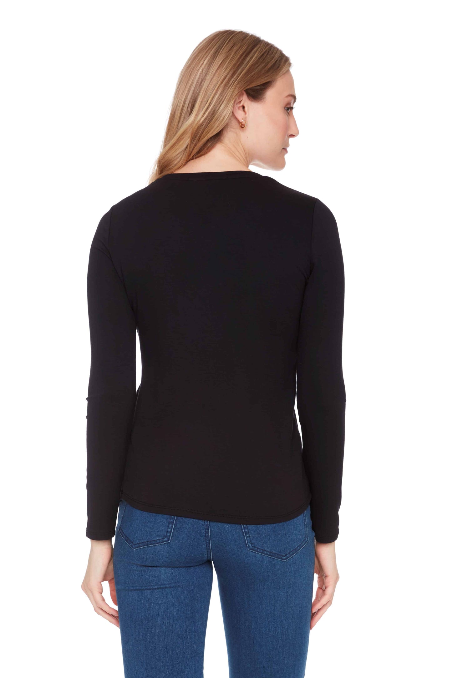 Solid Provence Long Sleeve V Neck Top