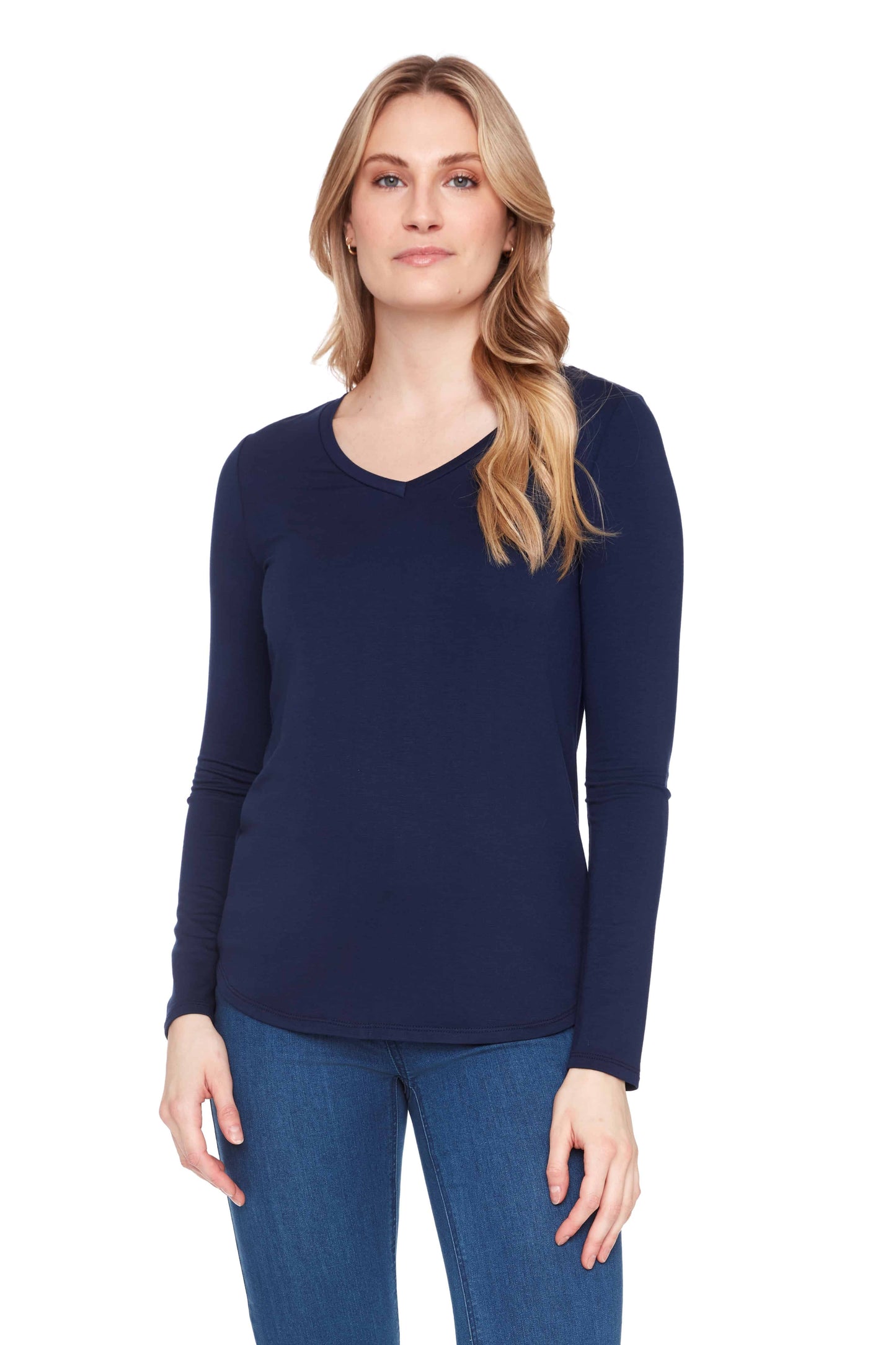 Solid Provence Long Sleeve V Neck Top