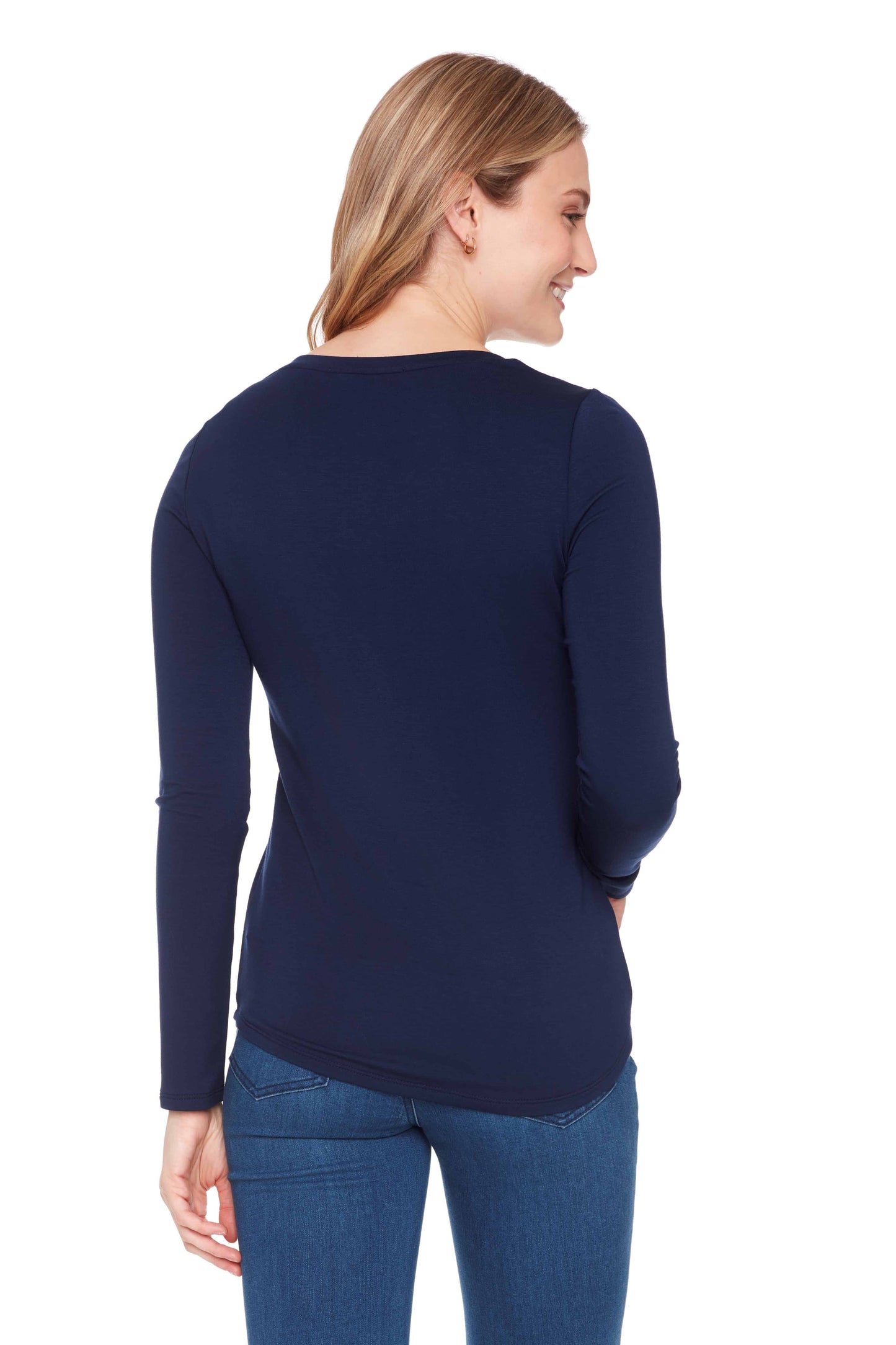 Solid Provence Long Sleeve V Neck Top