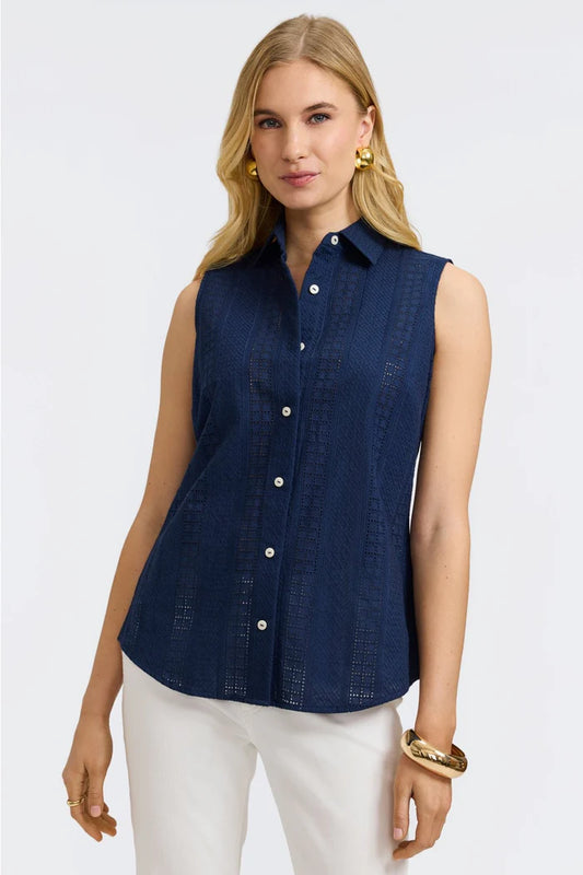Ada Cotton Eyelet Sleeveless Shirt