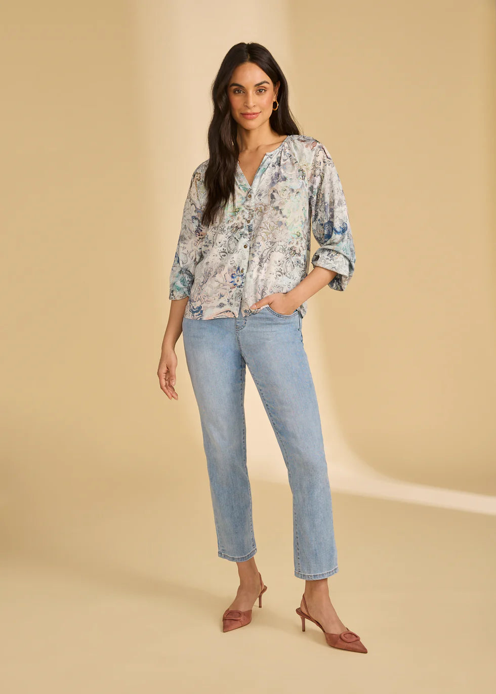 Long Sleeve Printed Shirt, Neutral Narnia