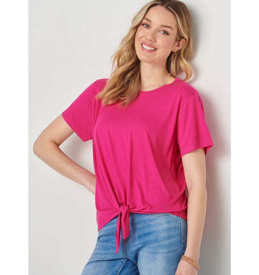  Tie Front Top Hot Pink