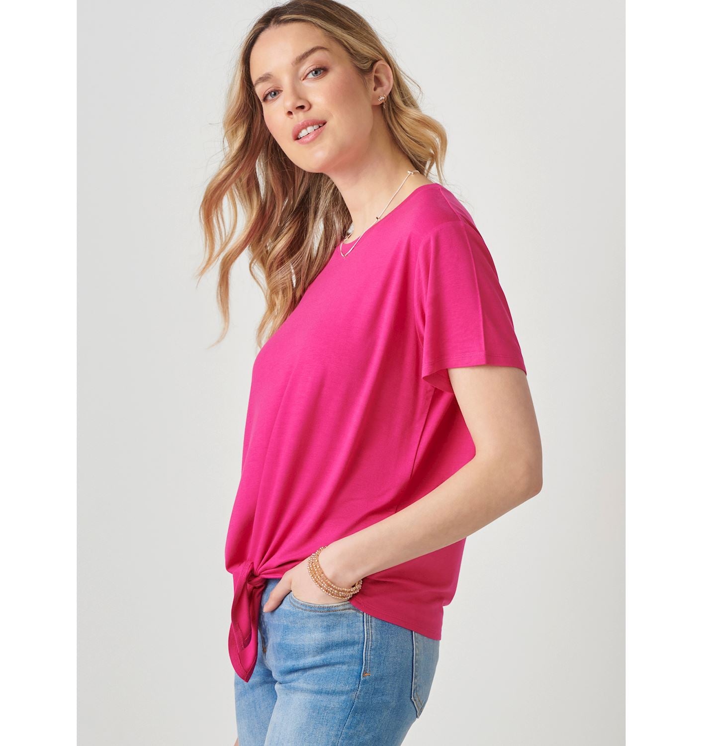  Tie Front Top Hot Pink