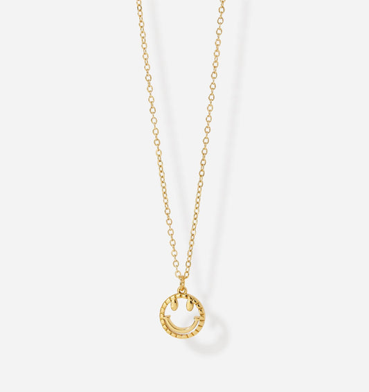 Gold Happy Face Charm Necklace