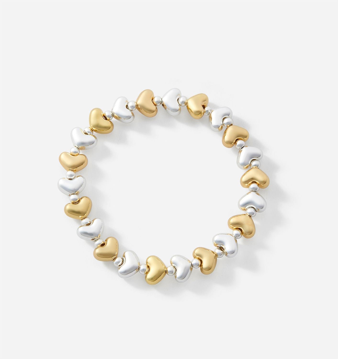 Two-Tone Puffy Heart Stretch Bracelet